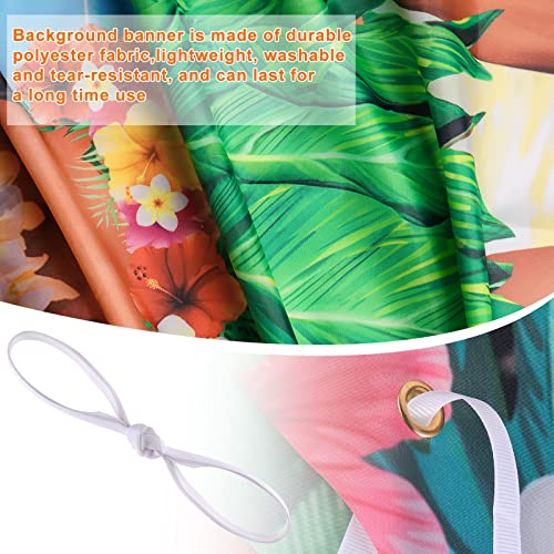 Image of Tudomro 6 x 4 ft Hawaiian Photo Props Banner Tropical Luau Tiki Couple Door Banner Aloha Party Decorations Fabric Luau Photo Booth Background Aloha Tiki Backdrop for Beach Party