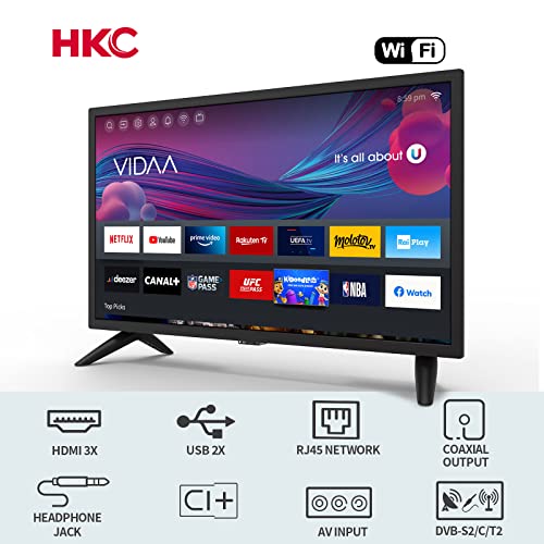 HKC Fernseher 42 Zoll (106 cm) Smart TV mit mit Netflix, Prime Video, Rakuten TV, DAZN, Disney+, YouTube, UVM, WiFi, Triple-Tuner DVB-T2 / S2 / C – Bild 4