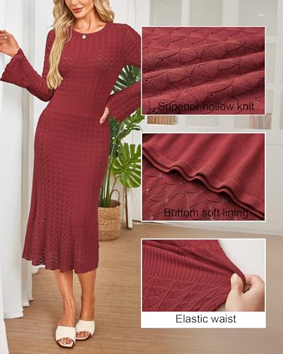Image of Newshows Women's Hollow Slim Summer Fall Church Work Casual Sweater Dress
