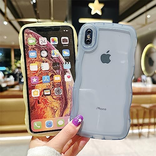 Image of Compatible with iPhone Xs Max Case 6.5 inch, Cute Kawaii Curly Wave Frame Shape Soft Silicone Shockproof Protective Phone Cover for Women Girls, Clear /Purple