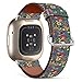 Compatible with Fitbit Fitbit Sense/Versa 3 Patterned Leather Replacement Band (Decrotive Praisley Floral-1)