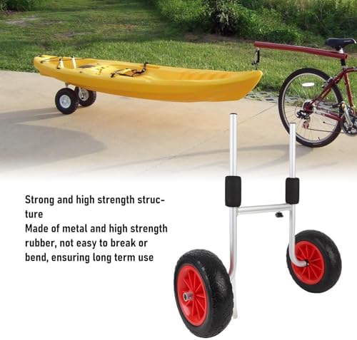 POCREATION Kayak Cart, 10 inch Solid Wheels, Heavy Duty Foldable Canoe Carrier Boat Trailer Transport Trolley