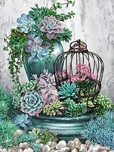 Kit d'art diamant 5D adultes pour créer une décoration murale fleur de cage à oiseaux