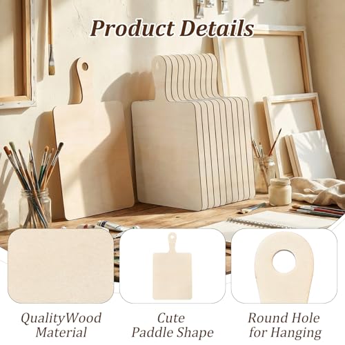 36 Unidades de Tabla de Cortar Artesanal en Madera Sin Acabar con Mango, Tabla Rectangular Miniatura de 24 x 14 x 0.3 cm para Manualidades, Decoración de Cocina y Proyectos DIY miniatura 3