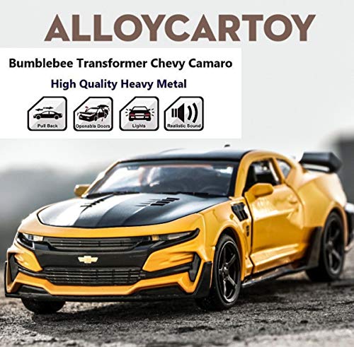 Image of Magicwand Die-Cast Metal 1:32 Scale Camaro with Openable Doors and Pull Back Action, Lights & Music【Pack of 1】【Yellow】