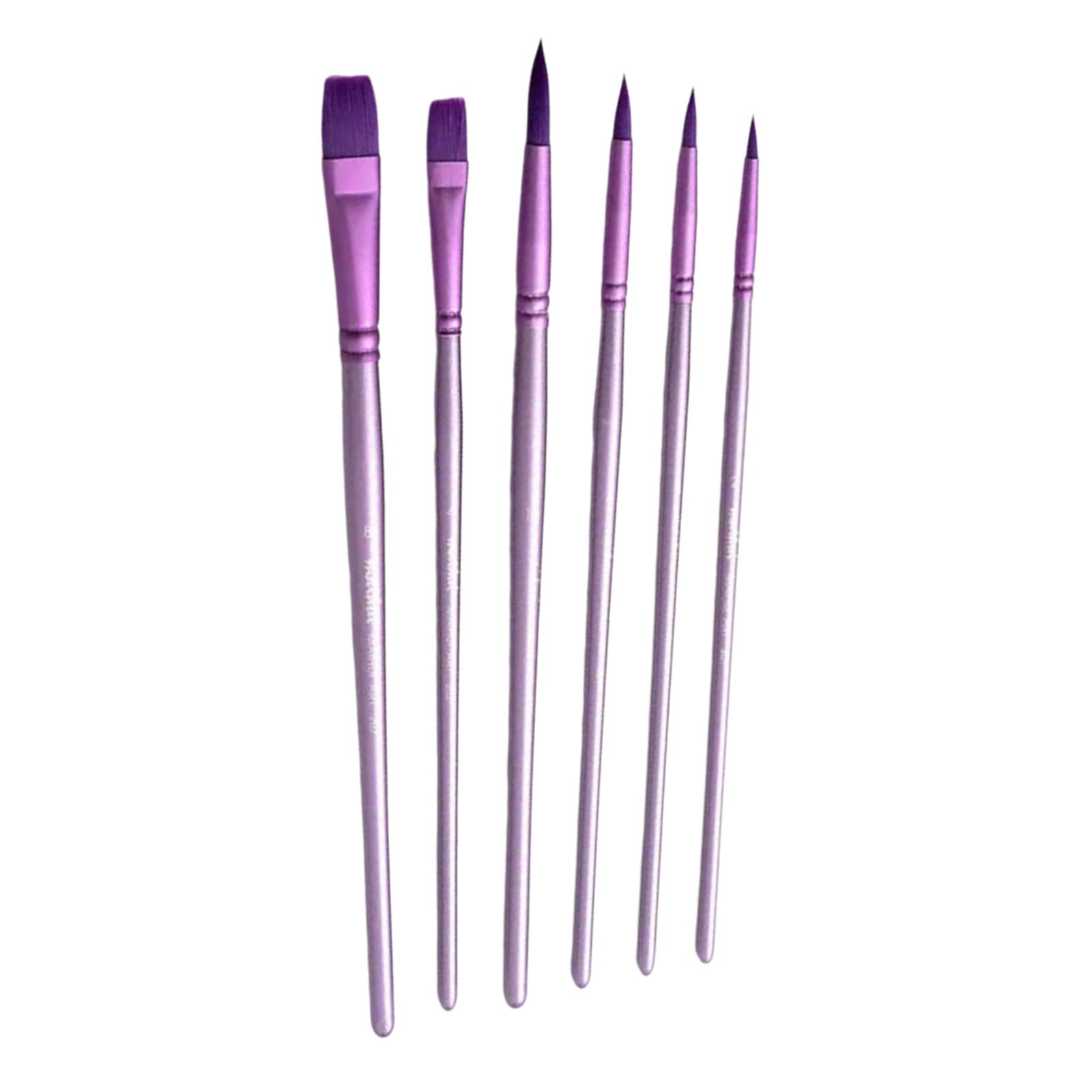 Sanrlo 6Pcs Watercolor Paint Brush Nylon Paintbrush For Artist Beginner Acrylics Oil Watercolor Gouache Painting Face Body Art
