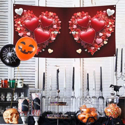 MINDBBDFJ Valentine'S Day Print Banners And Signs For Outdoor/Indoor,Personalized Banner Customizable Parties Halloween Banner (180x90cm)2