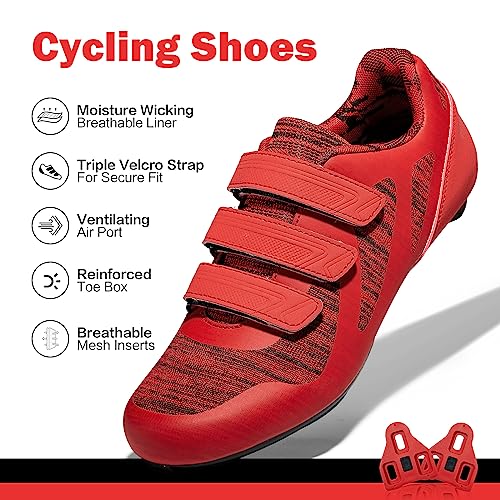 Men's Women's Riding Cycling Shoes with Delta Cleat Set Compatible with Peloton SPD for Indoor & Outdoor Road Racing Lock Pedal Bike Red by Lxso - Image 3