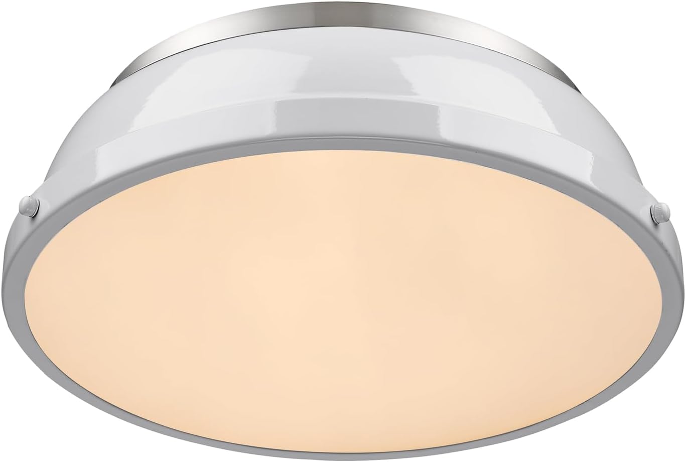 Golden Lighting 3602-14 PW-WH Duncan Flush Mount, 2 Lights, Pewter with White Shade