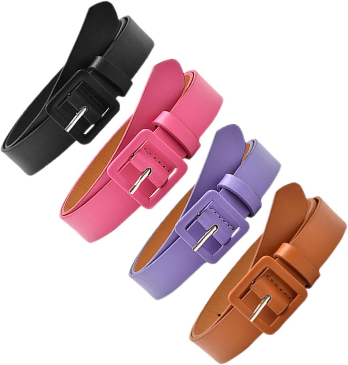 CALLARON 4pcs Imitation Belts for Girls Versatile Boys and Girls Belts Camel for School Uniforms Casual Outfits