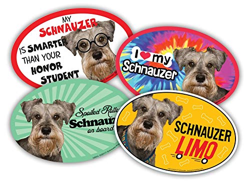 Prismatix Decal 4 Dog/Cat Oval Magnets For Cars, Lockers, Refrigerators, Schnauzer #TOP10