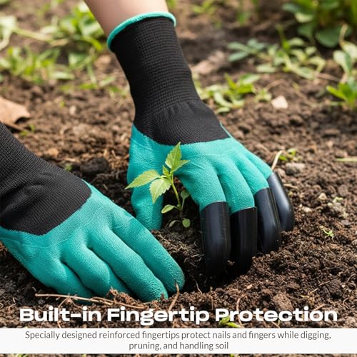 Image of TrustBasket Gardening Gloves - Ergonomically Designed, Breathable Material, Crinkle Finish for Superior Grip, Polyester Cotton Seamless Liner, Heavy Duty Hand Gloves - Green & Black