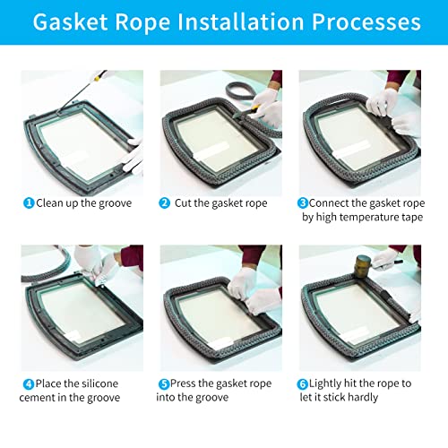 Wood Stove Gasket, 7/8" Wood Stove Door Gasket Kit, Gasket Rope Replacement For Stove Or Fireplace Doors, Grey Color Fiberglass Gasket #TOP5