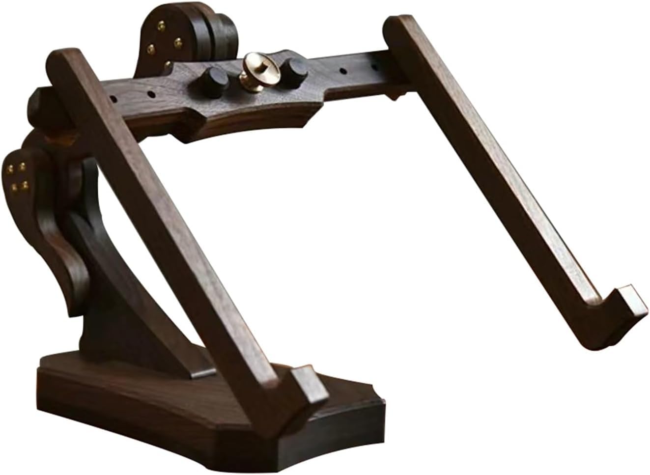Telaio regolabile da ricamo, supporto da pavimento per punto croce, per cucito e artigianato, telaio in legno di pero rosso naturale con accenti in noce nero