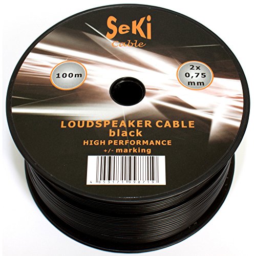 Seki 311810 Câble de Haut-Parleur 2 x 0,75 mm², 100 m Noir
