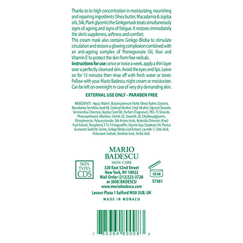 Mario Badescu Ginkgo Mask, Hydrating Skin Care Face Mask for Men and Women with Shea Butter and Vitamin E, Nourishing Facial Mask for Softer, Smoother, Radiant Complexion, 2.5 Oz image 5