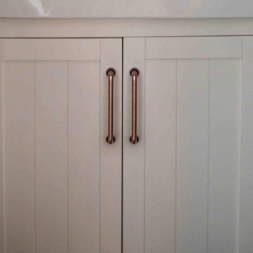 Goo-Ki 6 Pack Antique Copper Vintage Cabinet Pulls 3.78 inches(96mm) Center to Center Solid Retro Home Improvement Hardware Drawer Pulls Zinc Alloy Kitchen Handles