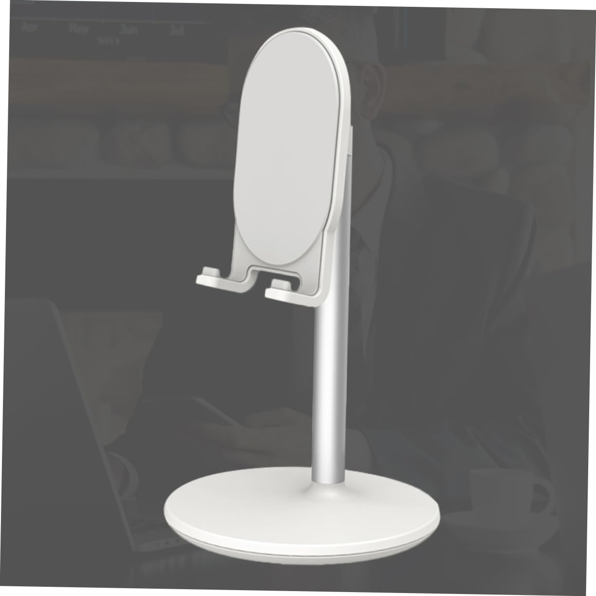 Supporto per Telefono e Tablet Bianco in Lega, Pratico da Scrivania | Casa e Ufficio, Anti-slip e Flessibile, 1 Pezzo, Supporto Semplice per Uso Quotidiano