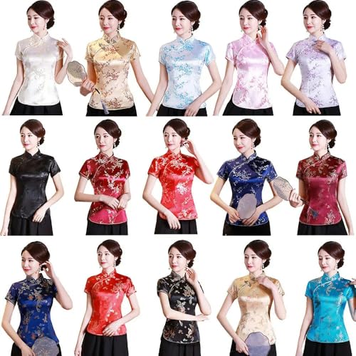 Haut d'été traditionnel chinois avec ourlet incurvé et boutons rétro - 5