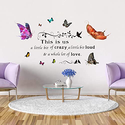 Vinilo decorativo con frase y mariposas para pared miniatura 4