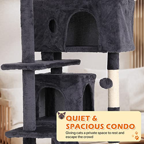 54” Cat Tree Cat Tower For Indoor Cats Multi-Level Cats Playhouse With Sisal Scratching Post Cat Condo Tall Stand House Cats Furniture Activity Center With Funny Toy, Light Gray #TOP2