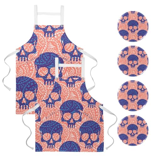 Tablier de cuisine pour restaurant lot de 2 motifs ethniques colorés