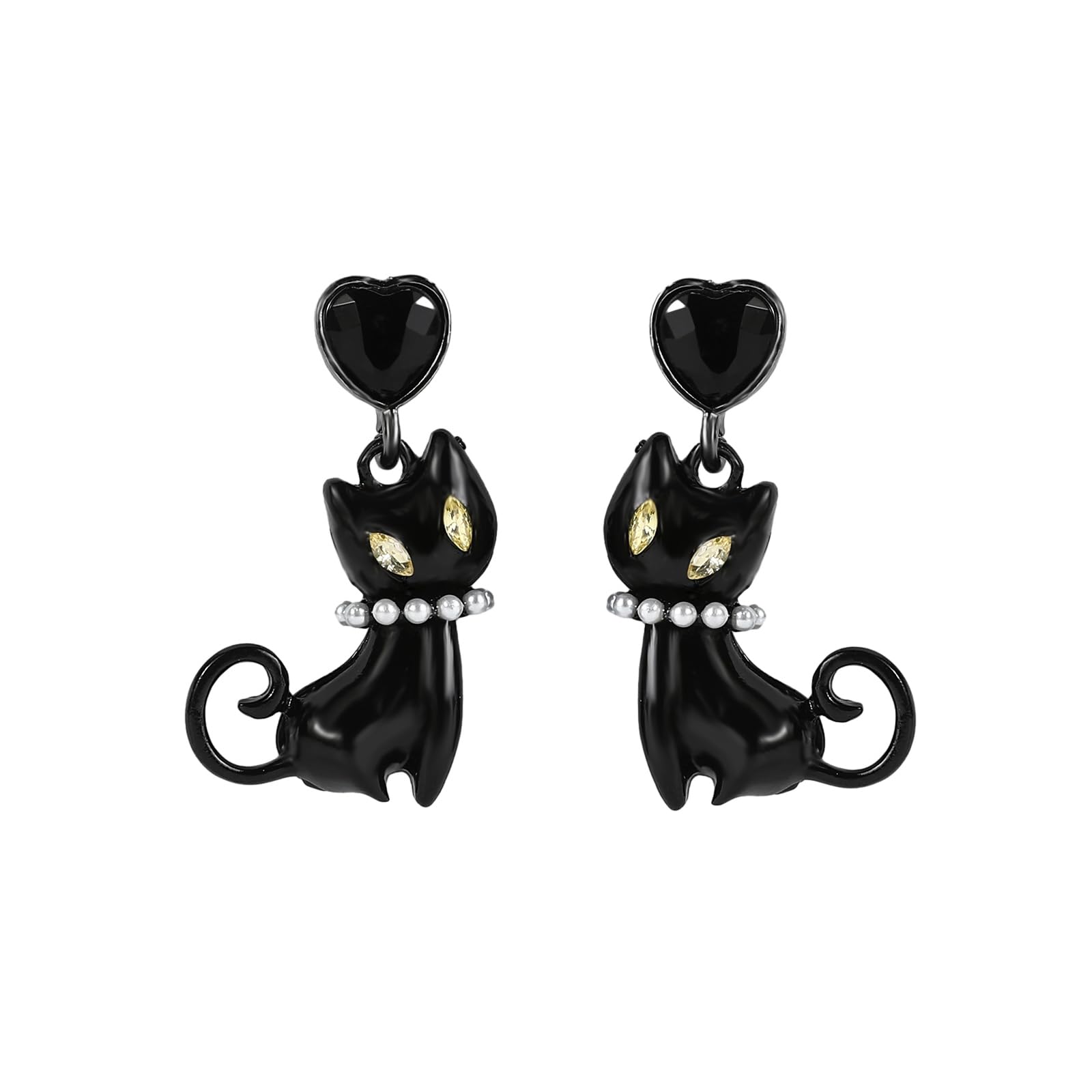 Kawaii Black Black Cat Earrings Cubic Zirconia Hypoallergenic Earrings For Women Christmas Halloween Jewelry Gifts