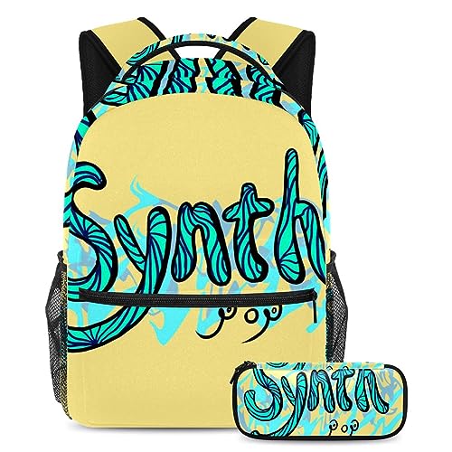 Sac à dos école 2 pièces avec trousse imprimé multicolore pour élève
