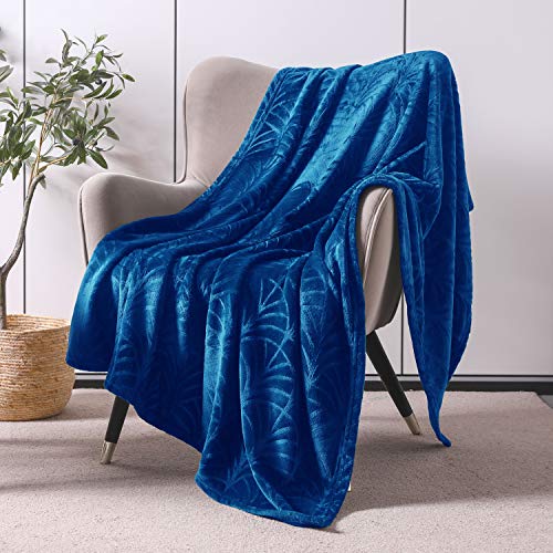 Whale Flotilla Flannel Fleece Throw Blanket for Couch, Soft Fluffy Velvet Sofa Blanket with Decorative Vintage Pattern for All Season, Warm and Lightweight, 50x60 Inch, Royal Blue