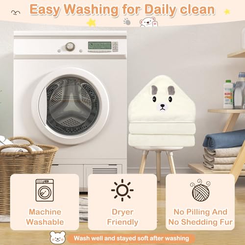 Image of Sublaga 4 Pcs Baby Towels Set, 32x32 in Hooded Bath Towel and 3 Pcs Baby Washcloths for Newborns, Toddlers, and Kids, Soft Baby Towels and Washcloths Set for Boys and Girls (White Bear)