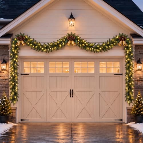 Janinka 15 ft Large Christmas Garage Garland with 100 LED Light 13 Hooks