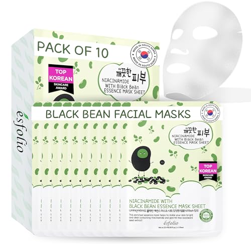 esfolio Collagen Essence Sheet Mask – Hydrating & Firming Face Mask for Glowing Skin – Anti-Aging Korean Skincare with Hydrolyzed Collagen & Hyaluronic Acid – Moisturizing Facial Mask (Pack of 10)