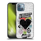 Head Case Designs Officially Licensed 5 Seconds of Summer Blackheart Sticker Bomb Hard Back Case Compatible with Apple iPhone 13