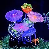 Uniclife Glowing Effect Lotus Ornament Silicone Decor Aquarium Decoration for Fish Tank with Suction Cup