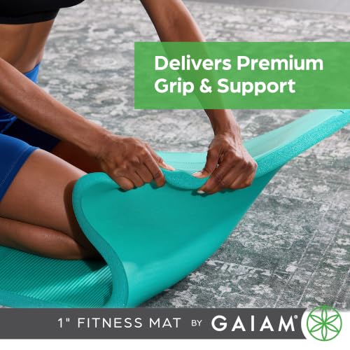 Image of Gaiam Thick Yoga Mat, Exercise & Fitness Mat with Easy-Cinch Carrying Strap | Non-Slip NBR Foam | Joint Cushioning | Yoga, Pilates, Fitness & Floor Workouts | 72 inchL x 24 inchW