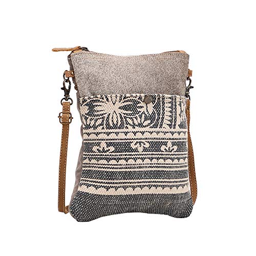 Myra Bag Runner Upcycled Canvas & Cowhide Crossbody Bag S-14523