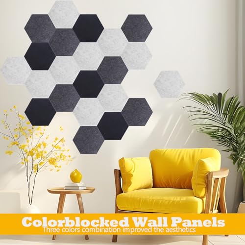 Image of Acoustic Panels, Magrowill 12-Pack Soundproof Wall Panels 14 X 12 X 0.4 Inches, Sound Absorbing Panels with Full Self-Adhesive, Interior Wall Decor Felt Tiles Board