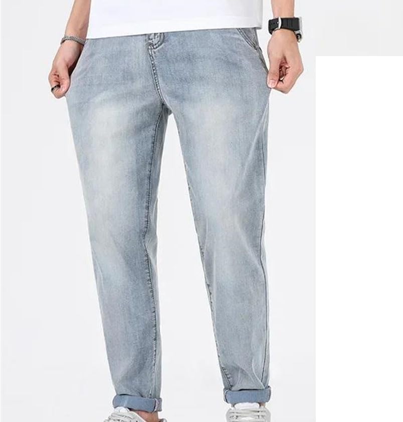 Men’S Slim Fit Stretch Jeans Mid Waist Straight Leg Denim Pants Casual Zipper Fly Lightweight Jeans2