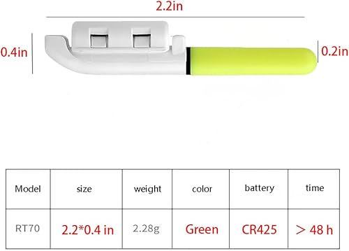 Miniatura 4 de MEEYO Palillos luminosos LED de pesca nocturna de alerta de huelga de pesca nocturna, alarma de mordedura de palo, batería incluida, paquete de 2