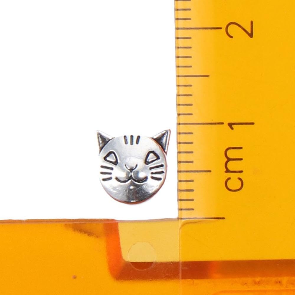 100Pcs Silver Cat Spacers Beads for DIY Jewelry Necklace Bracelet Earring,Kitten Animal Head Loose Beads - Image 5