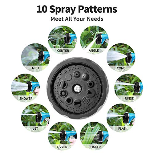 BFULL 100FT Garden Hose, Expandable Water Hose with 10-Function Spray Nozzle, Durable Strength 3750D, 4-Layer Latex, Flexible Leakproof Water Hose with Solid Brass Connector for Watering & Washing