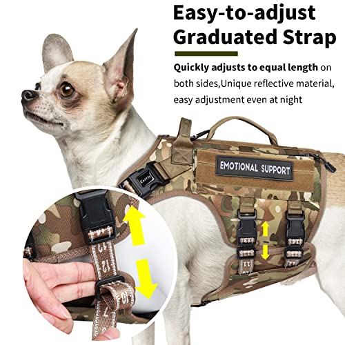 Kastty Dog Harness Premium Quality 2.0 - Tactical Dog Harness for Medium Large Dogs No Pull- Service Dog Harness with Identified Card& Pockets- Easy Move Cosy Dog Harness for Training/Walking/Working