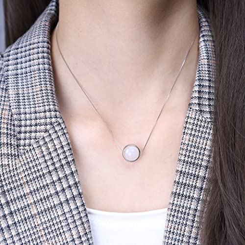 Coai Womens Girls 925 Sterling Silver Chain Moonstone Birthstone Crystal Necklace #TOP1