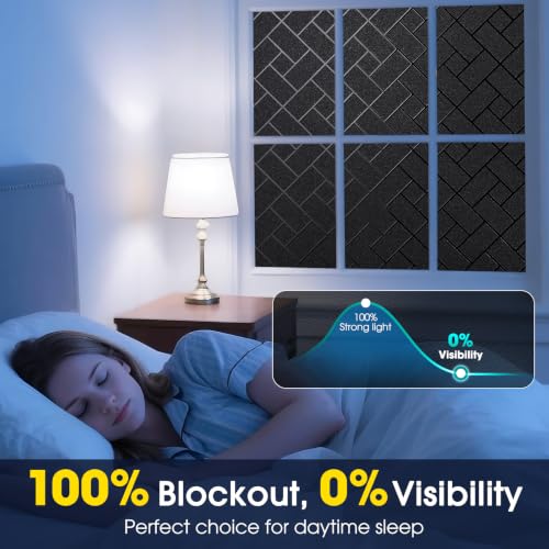Image of Coavas Total Blackout Window Privacy Film 100% Light Blocking & UV Protection, Static Cling Frosted Privacy Cover No Glue Heat Control Room Darkening Shade for Bedroom, Nursery,17.5 x 78.7 inches