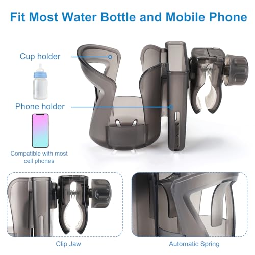 Image of Accmor Walker Cup Holder with Phone Holder, Wheelchair Cup Holder, Cup Phone Holder for Walker, Wheelchair, Rollator, Mobility Scooter