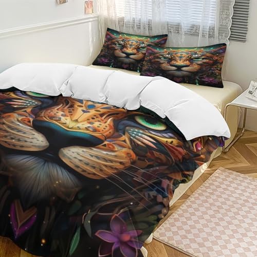 Ensemble housse de couette léopard ultra doux en microfibre premium 220x240 cm