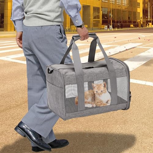 Image of Pet Carrier Bag for Cats,Cat Soft-Sided Carriers Collapsible Ventilated Breathable Puppy Carrier for Small Dogs Airline Approved Kitty Carrier for Small Medium Cat Puppy Under to 12 Lb(Grey)
