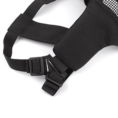 GES Foldable Tactical Half Face Mask Outdoor Protective Mesh Riding Breathable Mask with Adjustable Belt Strap (Black) - Image 9