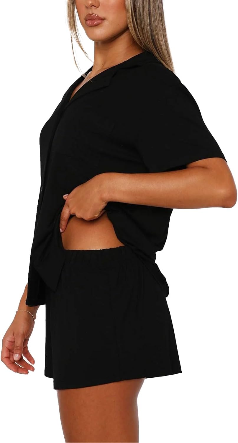 Lounge Sets for Women Pajama Sets 2 Piece Short Sleeve Button Down Soft Pjs Woman loungewear Pajamas set - Image 3