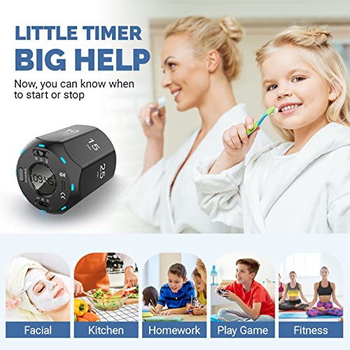 Pomodoro Timer, Digital Cube Timer With 8 Time Presets, Visual Timer For Kids, Kitchen Magnetic Flip Focus Timer, Silent & Alarm Timers For Classroom, Productivity, Cooking, Workout, Toothbrush, Adhd #TOP2